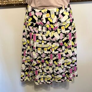 Liz Claiborne Chic Black and Pink Patterned Skirt Sz 14